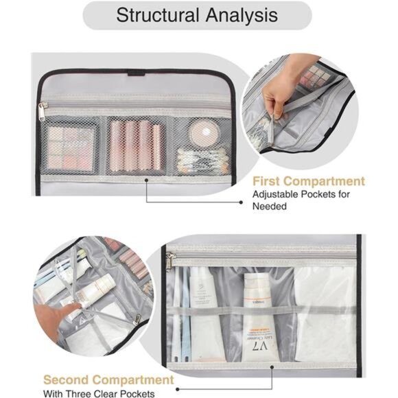 Travel Toiletry Bag for Men,Hanging ToiletryBag for Women Makeup CosmeticStorage - Picture 4 of 7